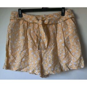 CECE Women's Meadow Monet Dandelion Tie Pocketed‎ Paperbag Shorts Yellow Size XL